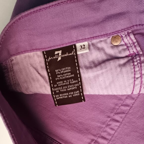 7 For All Mankind Jeans Size 32/14 The Skinny Low Rise Purple Color - Picture 6 of 10